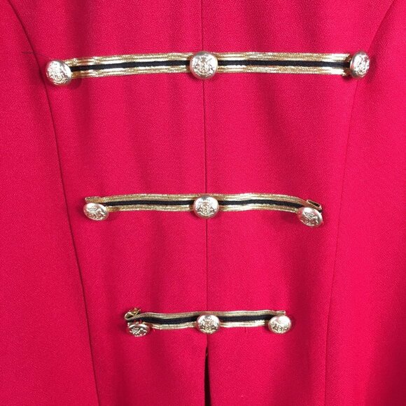 Vintage Kristy Petites Dress Womens 4P Red Gold Military Nutcracker Soldier - Picture 9 of 16